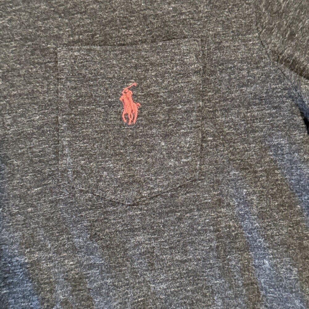 Polo Ralph Lauren Men’s Medium Gray Long Sleeve Pocket T-Shirt Pony Logo Casual - Picture 3 of 9